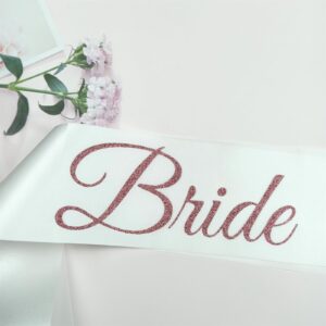 Magnusson's Garden Bride Sash, White and Rose Gold Glitter Bachelorette Party Sash for Future Mrs, Bridal Shower Sash for Bride-to-Be, Wedding Party Decorations