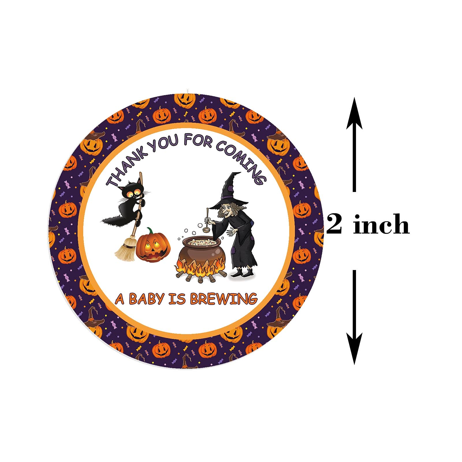 Halloween Baby Shower Thank You Stickers, 2 Inch Baby Shower Thank You Label Stickers, Spooktacular Halloween Baby Shower Favors Decorations Party Supplies