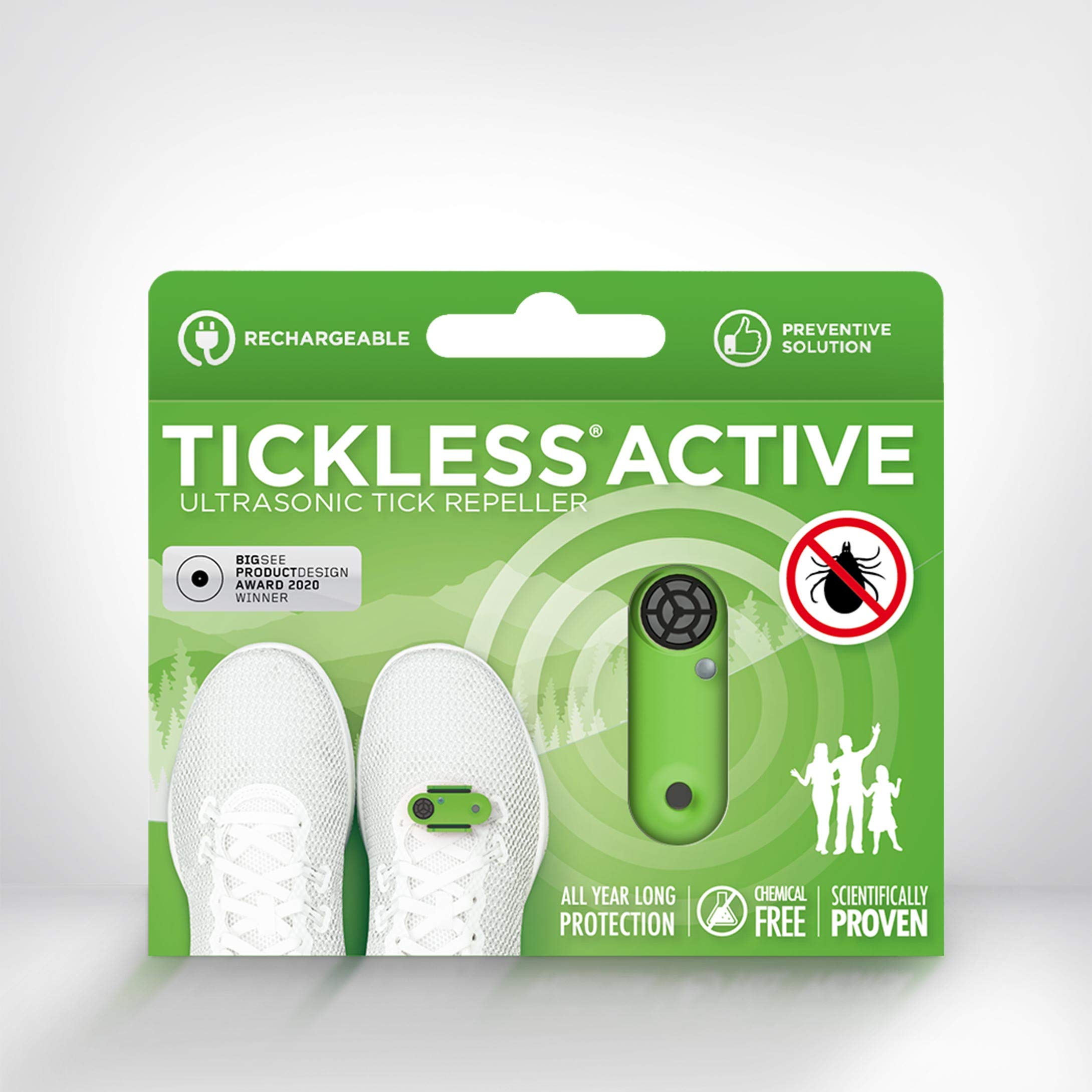 Tickless Active | for Outdoor activites | Ultrasonic Tick Repeller for All Ages - Green