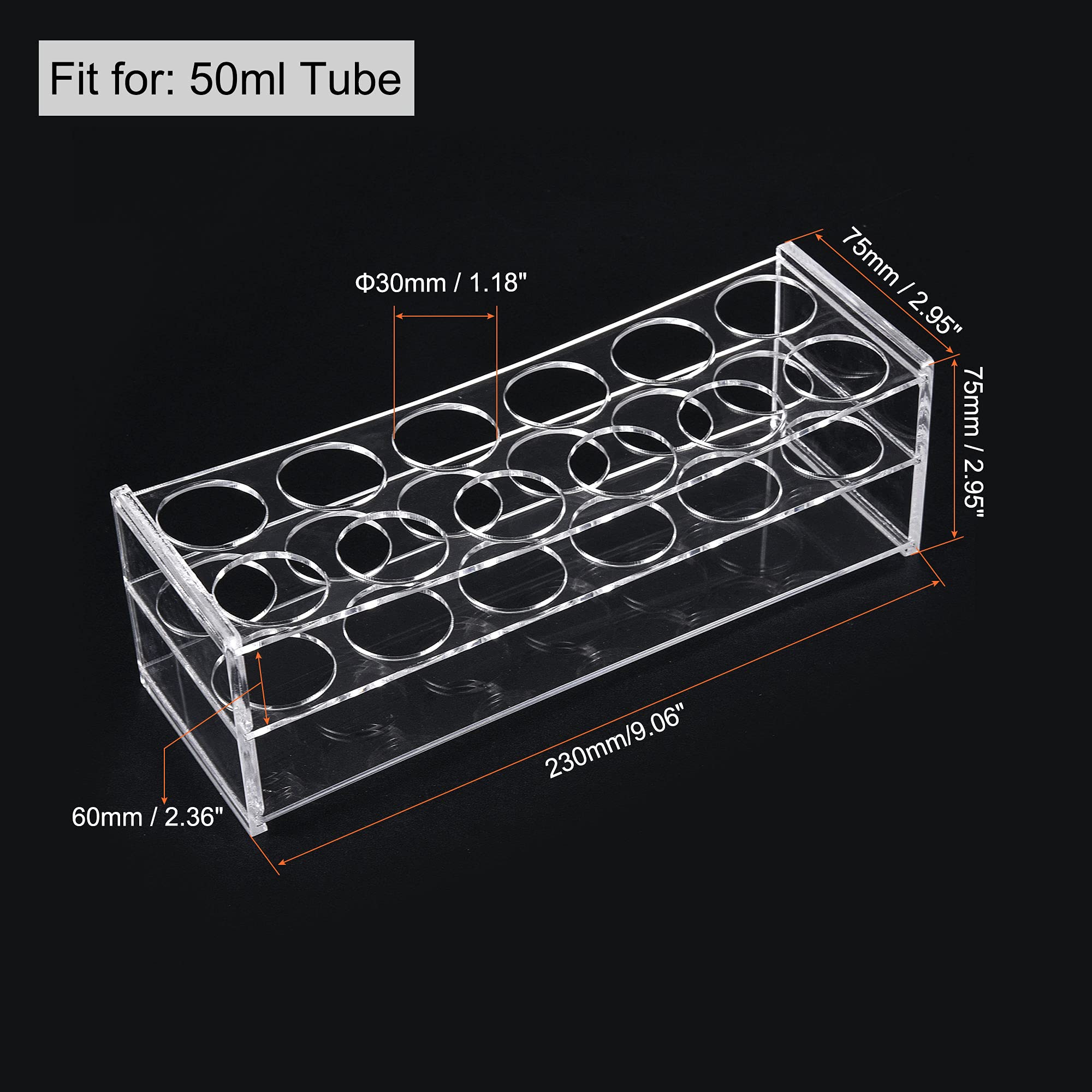 MECCANIXITY 12-Well Acrylic Test Tube Rack Holder Lab Stand 30mm Hole Diameter Clear for Lab Tube 50ml