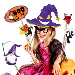 25 Halloween Photo Booth Props With Sticks, Halloween Theme Background Decoration.