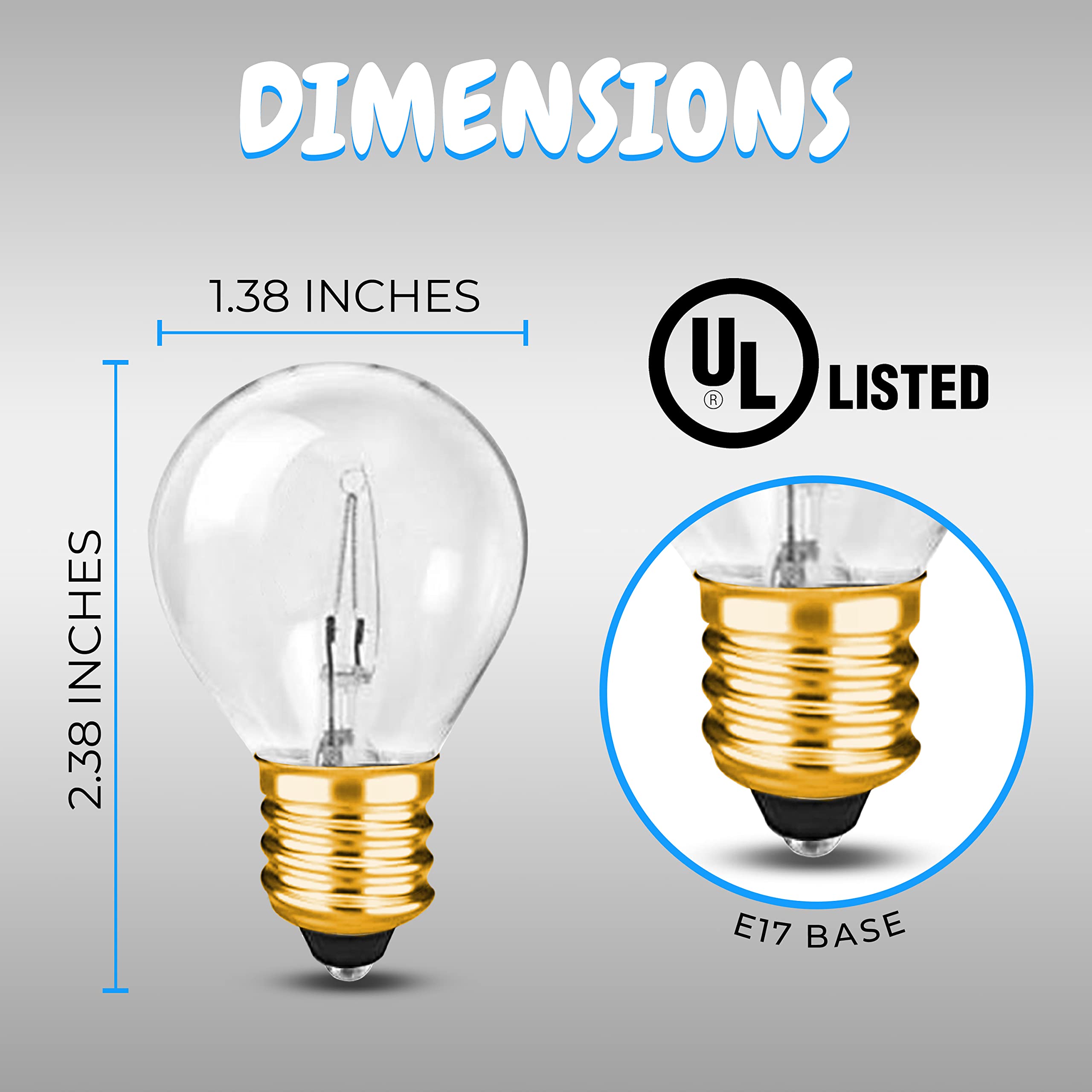 OHLECTRIC S11 Incandescent Glass Bulbs with E17 Base | 40W Dimmable Light Bulb | 2700K, 370 Lumens - Great for Outdoor Use | Warm White, 10-Pack