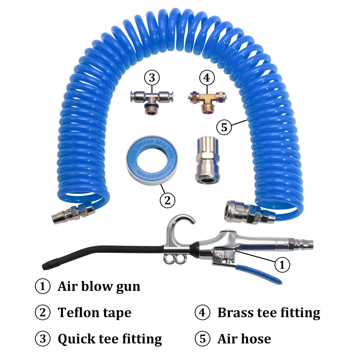 CheeMuii 9m Blue Truck Dust Air blow Gun Kit Long Air Hose Heavy Duty Cleaning with Long Nozzle