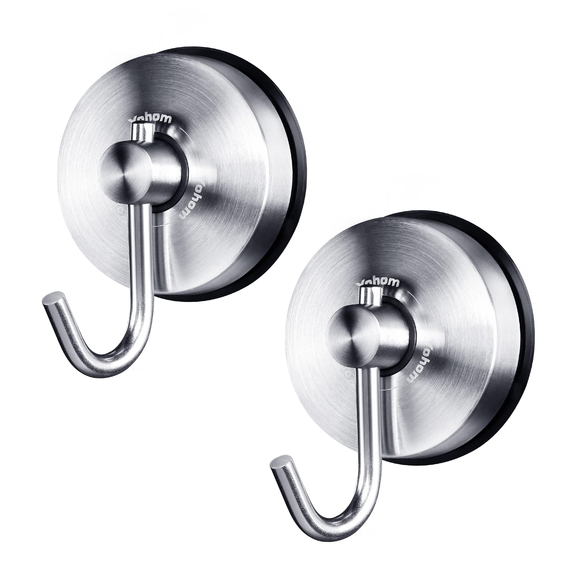 Yohom Suction Cup Hooks for Shower Stainless Steel Heavy Duty Kitchen Towel Hook Utensils Hanger Bathroom Shower Towel Holder for Loofah Storage Rack Wall Decor Wreath Hanging Hook 2Pcs Brushed Finish