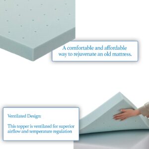 Nestl Mattress Topper, 4 Inch Memory Foam Topper, Gel Infused Memory Foam Mattress Topper, Ventilated Design Mattress Pad, Twin XL