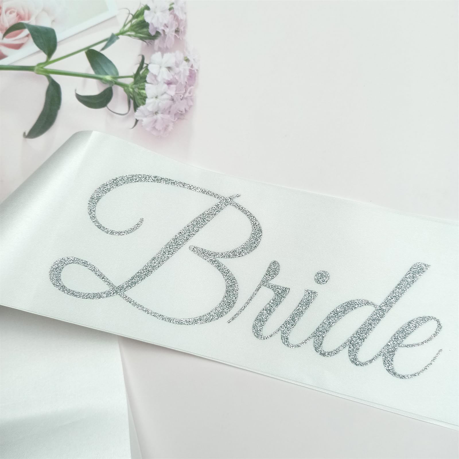 Magnusson's Garden Bride Sash, White and Silver Glitter Bachelorette Party Sash for Future Mrs, Bridal Shower Sash for Bride-to-Be, in My Bride Era Wedding Party Decorations