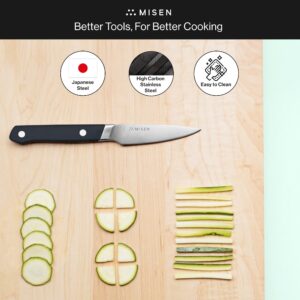 Misen 3.5-Inch Precision Paring Knife: Ideal for Fruits & Vegetables, High Carbon Stainless Steel, Ultra-Sharp, Includes Kitchen Blade Guard - Black