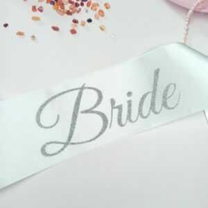 Magnusson's Garden Bride Sash, White and Silver Glitter Bachelorette Party Sash for Future Mrs, Bridal Shower Sash for Bride-to-Be, in My Bride Era Wedding Party Decorations