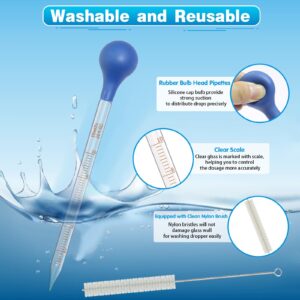 Asherxin 5 Pack 10ml Glass Pipette Dropper Lab Graduated Dropper Glass Liquid Pipette with 1 Pc Cleaning Brush for Liquid Essential Oil, Lab Dropper Pipettes Transfer with Rubber Cap