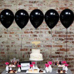 KBZVNAF Black Balloons Latex Party Balloons - 50 Pack 12 inch Helium Matte Black Balloons for Wedding Graduation Baby Shower Birthday Party Decorations