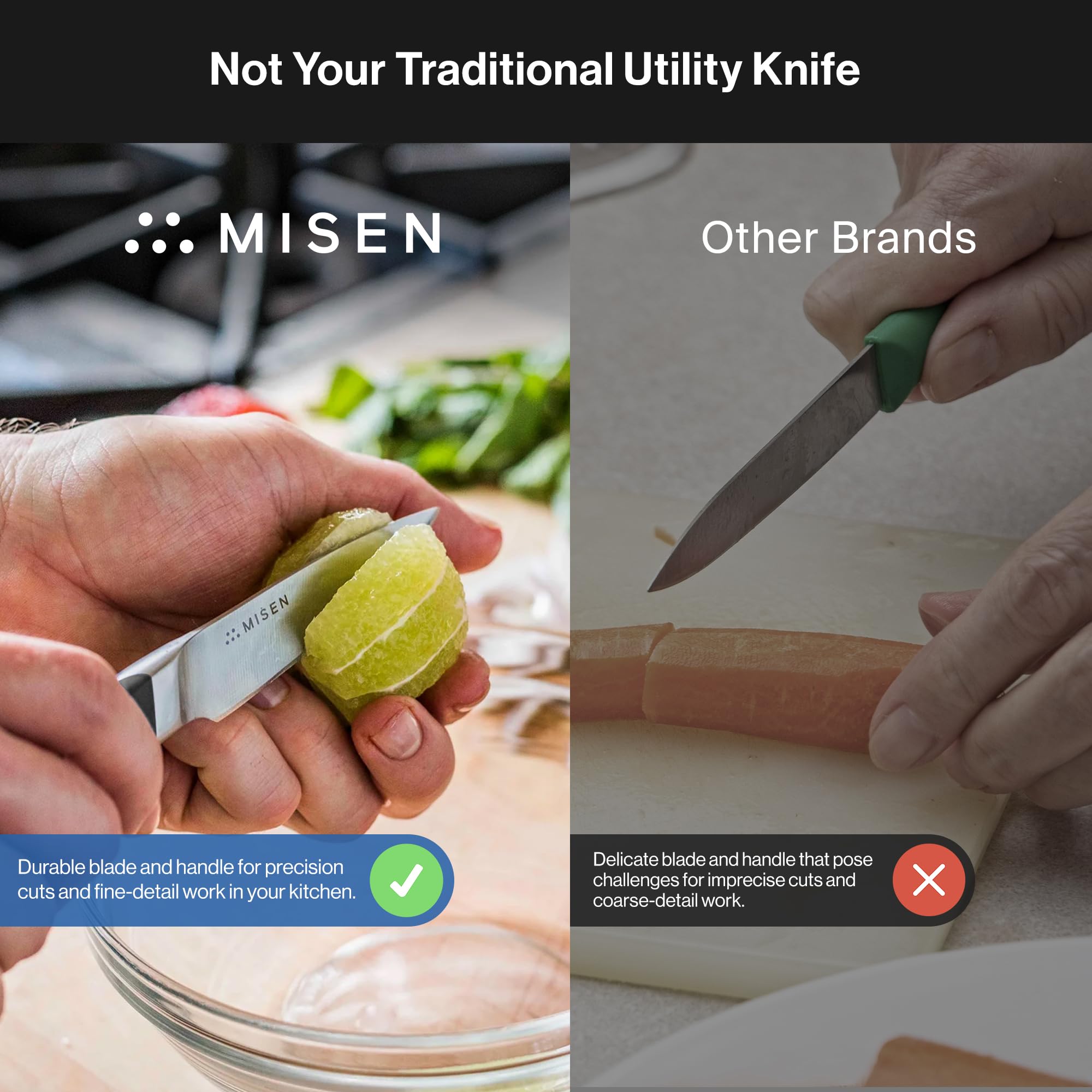 Misen 3.5-Inch Precision Paring Knife: Ideal for Fruits & Vegetables, High Carbon Stainless Steel, Ultra-Sharp, Includes Kitchen Blade Guard - Black