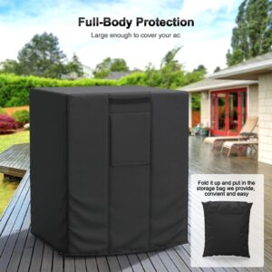 Mrrihand Central Air Conditioner Cover for Outside Units Waterproof Heavy Duty AC Unit for Outdoor Large AC Cover for Winter (24"X24"X30")-Balck