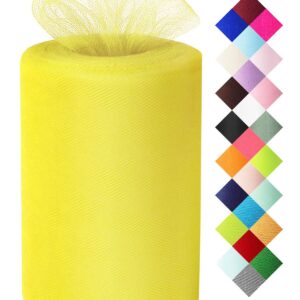 Yellow Tulle Fabric Roll 6 Inch X 300 FT (100 Yards) Matte Tulle Ribbon Netting Mesh Spool for DIY Tutu Skirt Wedding Bow Gift Wrapping Baby Shower Christmas Party Halloween Decorations