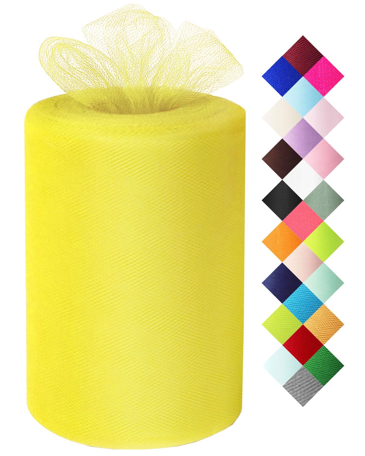 Yellow Tulle Fabric Roll 6 Inch X 300 FT (100 Yards) Matte Tulle Ribbon Netting Mesh Spool for DIY Tutu Skirt Wedding Bow Gift Wrapping Baby Shower Christmas Party Halloween Decorations