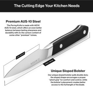 Misen 3.5-Inch Precision Paring Knife: Ideal for Fruits & Vegetables, High Carbon Stainless Steel, Ultra-Sharp, Includes Kitchen Blade Guard - Black