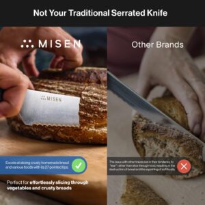 Misen Serrated Bread Knife - 10 Inch, High Carbon Stainless Steel, Japanese AUS10 - Ideal for Sourdough, Challah, Watermelon - Bread Slicer - Gray