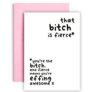 huxters ‘that b*tch is fierce’ humorous a5 birthday card for friends and sisters - cheeky funny card for her with recyclable paper and pink envelope - fun greetings card, fsc certified…