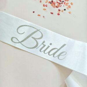 Magnusson's Garden Bride Sash, White and Silver Glitter Bachelorette Party Sash for Future Mrs, Bridal Shower Sash for Bride-to-Be, in My Bride Era Wedding Party Decorations