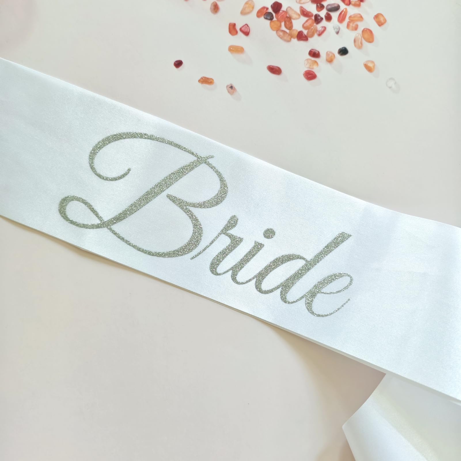 Magnusson's Garden Bride Sash, White and Silver Glitter Bachelorette Party Sash for Future Mrs, Bridal Shower Sash for Bride-to-Be, in My Bride Era Wedding Party Decorations