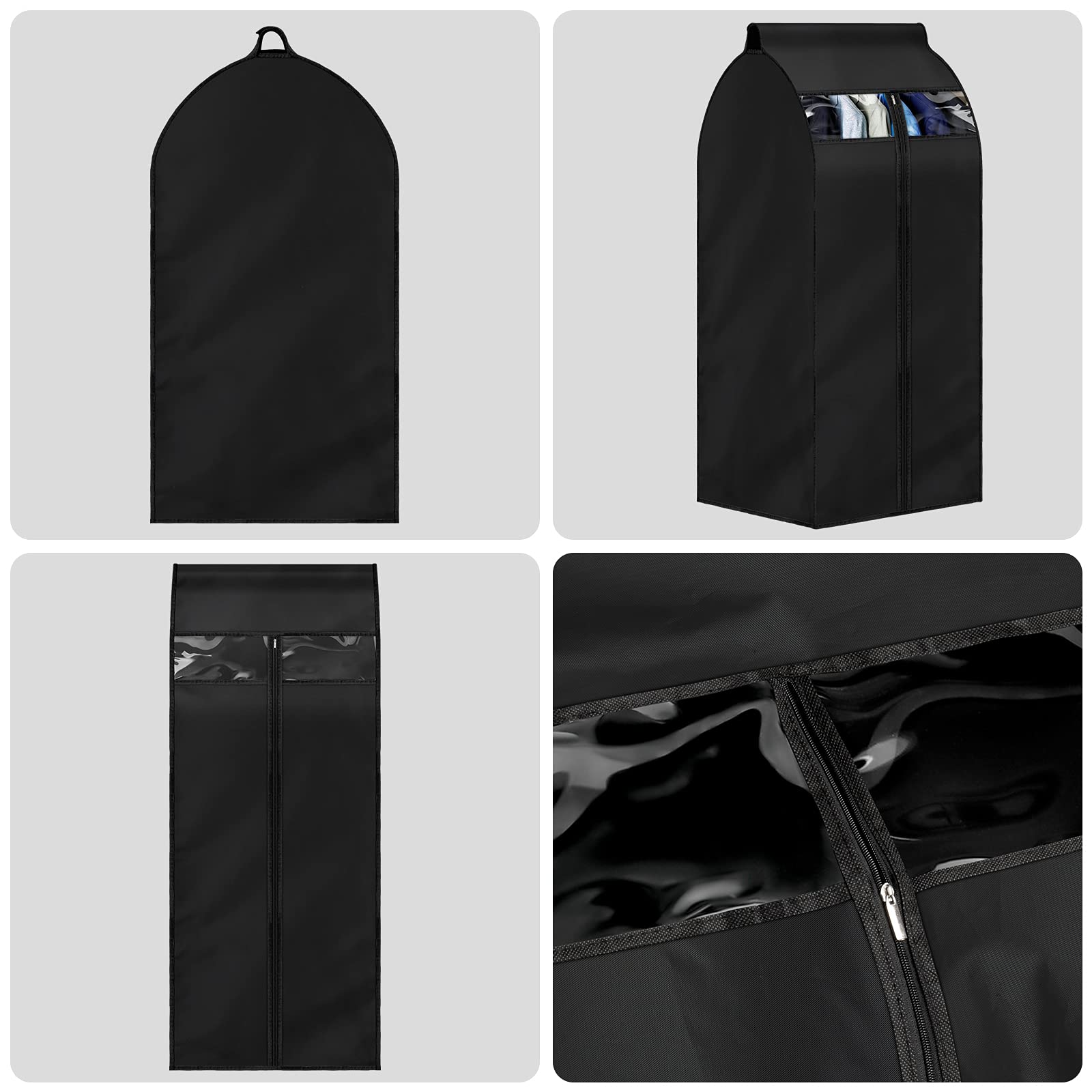 MuChoney Garment Bag Black Large (L 24x20x35.5") Storage bag for clothes Long-term storage Jacket and clothes Protection from dust