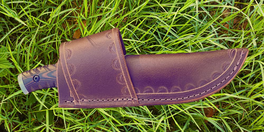 Coast Leathers Handmade Leather Knife Sheath for Buck Small Selkirk 853 & Schrade PH1, Cross Draw Knife Holster, Leather Knife Holder (Brown)