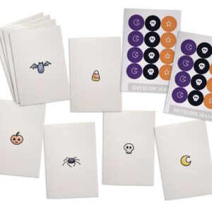 Little Bits & Bobs Halloween Greeting Card Set - 24 Note Cards with Envelopes & Seal Stickers - Great for Halloween Thank You Cards or Kids Halloween Cards