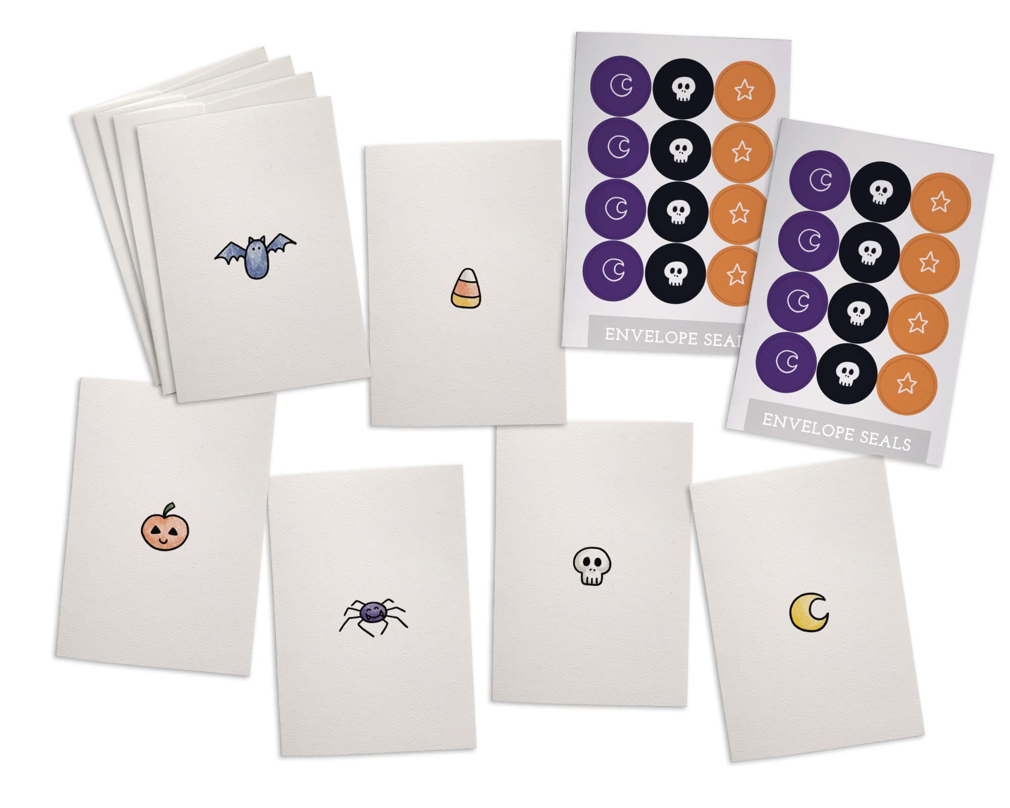 Little Bits & Bobs Halloween Greeting Card Set - 24 Note Cards with Envelopes & Seal Stickers - Great for Halloween Thank You Cards or Kids Halloween Cards