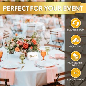 25 Pack Gold Reserved Table Signs for Wedding Party Restaurant - Double Sided Reserved Table Signs - Gold Reserved Signs for Tables - Gold Table Reserved Cards - White Paper Reserved Table Tent Card