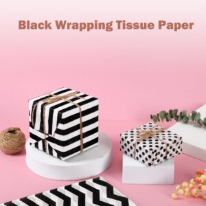 Offizon 120 Sheets of Black Wrapping Tissue Paper for Women, 13.5x20 Inches DIY Gifts Wrapping Paper, Wrapping Tissue for Holidays and Birthdays (35x50cm)