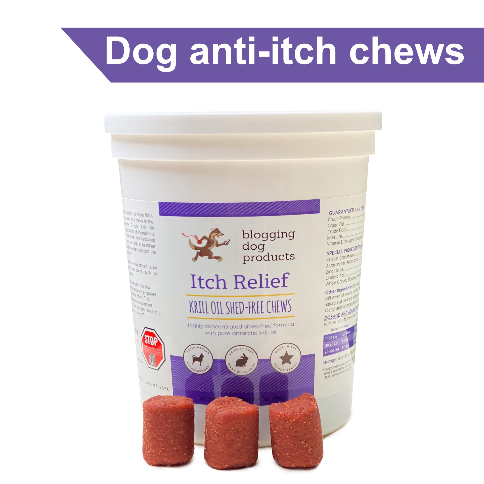 BDP Dogs Allergy Chewable Supplement - Itchy Skin Relief for Pets Allergies – Reduce Shedding - Pet Krill Oil Omega Bites - Soft Chews for Hotspot, Itching, Licking - Allergy Chew Quantity 60…