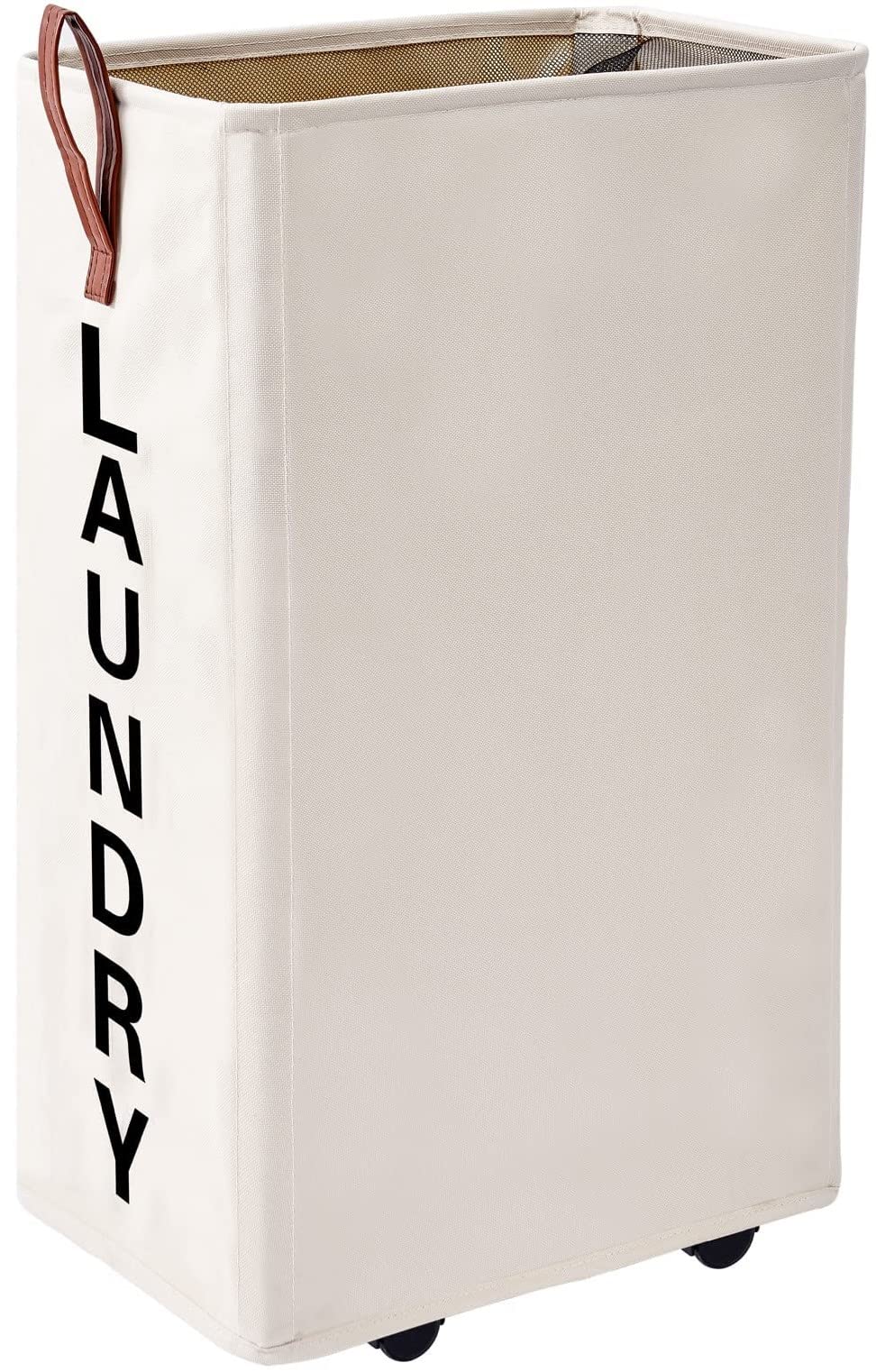 Homlikelan 70L Large Laundry Hamper,Tall Rolling Laundry Basket,Narrow Laundry Basket with Wheels,Slim Laundry Hamper on Wheels Clothes Hamper Laundry Bin 27.5" Beige