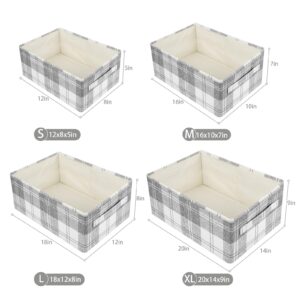 ANMINY 2PCS Storage Baskets Closet Storage Organizer Bins with Handles, Foldable Large Fabric Storage Bins for Shelves, Rectangular Baskets Laundry Clothes Blanket Cubes - Light Gray, Large