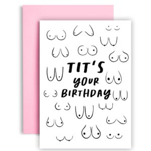 huxters ‘tit’s your birthday’ humourous a5 boob card - rude gift for her - cheeky and funny - recyclable paper with envelope - fun greetings card, fsc certified and sustainable…