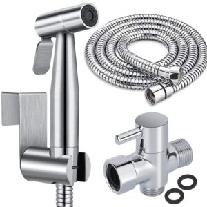 RTYUIE Hand-held Toilet Bidet Sprinkler Stainless Steel Hand-held Bidet Faucet Bathroom Hand-held Sprinkler Shower Sprinkler Self-Cleaning Accessories for Easy Installation and Smooth Water Flow