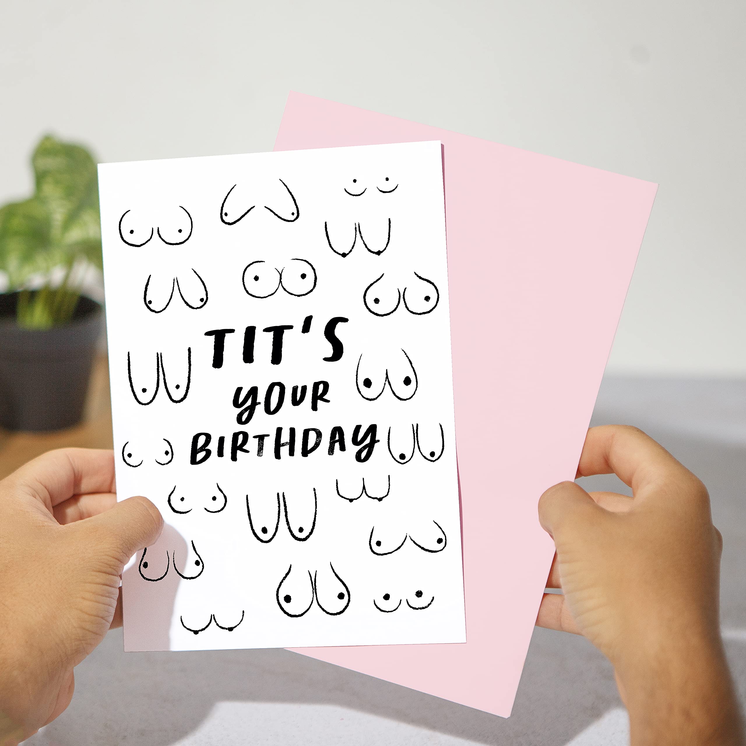 Huxters ‘Tit’s Your Birthday’ Humourous A5 Boob Card - Rude Gift for Her - Cheeky and Funny - Recyclable Paper with Envelope - Fun Greetings Card, FSC Certified and Sustainable…