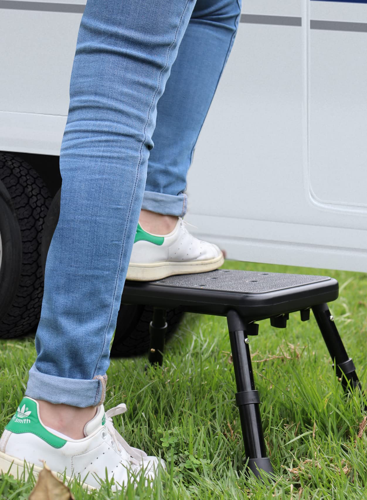 Pepe - Bath Step Stool for Adults Heavy Duty (395 lb, 8" - 10"), Caravan Kitchen Stool, Bath Steps for Elderly, Step Stools for Seniors Adjustable, Non Slip Stepping Stool, Safety Step Stool, Black.