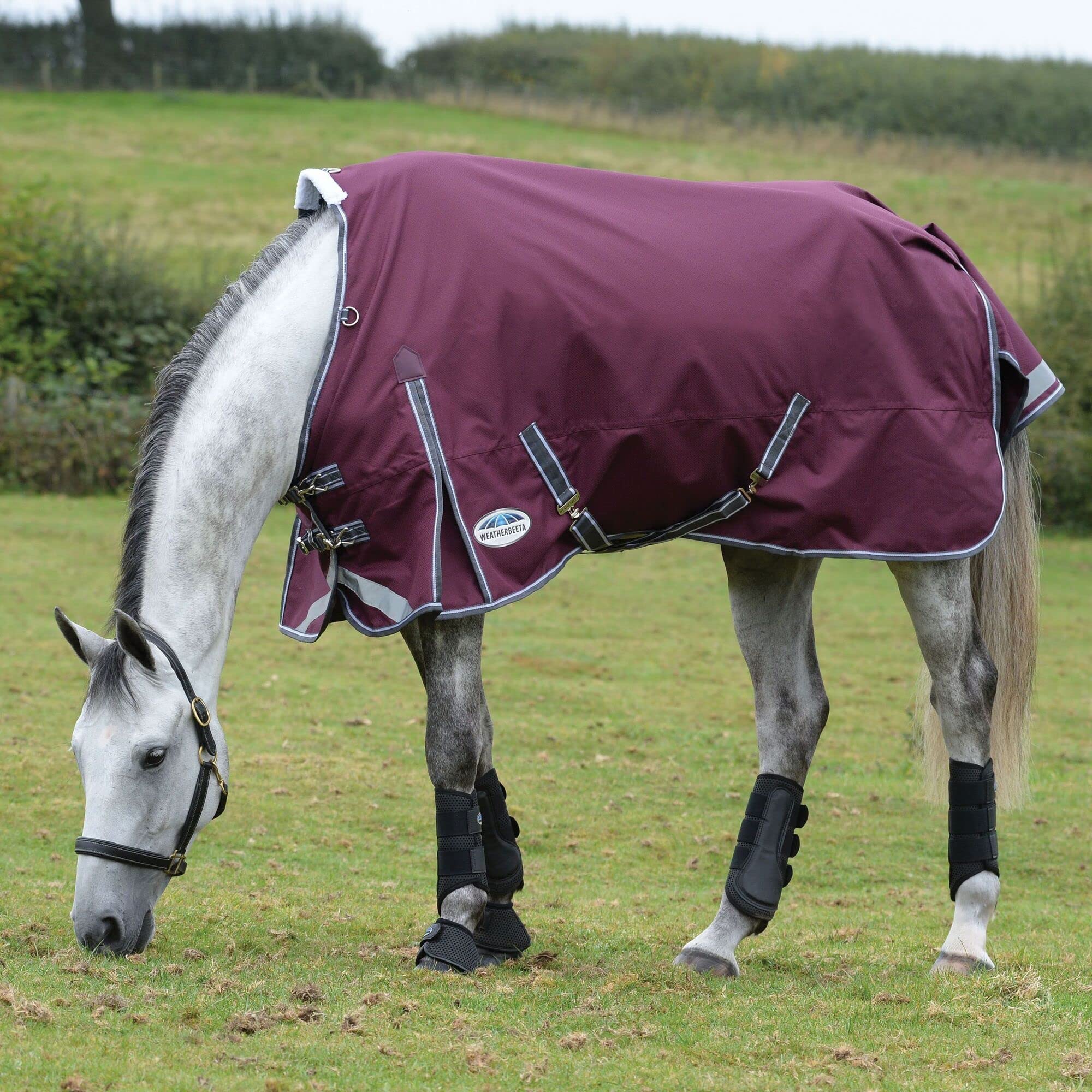 WeatherBeeta ComFiTec Plus Dynamic II Standard Neck Medium Horse Blanket, Maroon/Grey/White, 87"