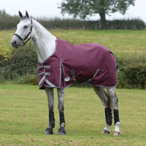 WeatherBeeta ComFiTec Plus Dynamic II Standard Neck Medium Horse Blanket, Maroon/Grey/White, 87"