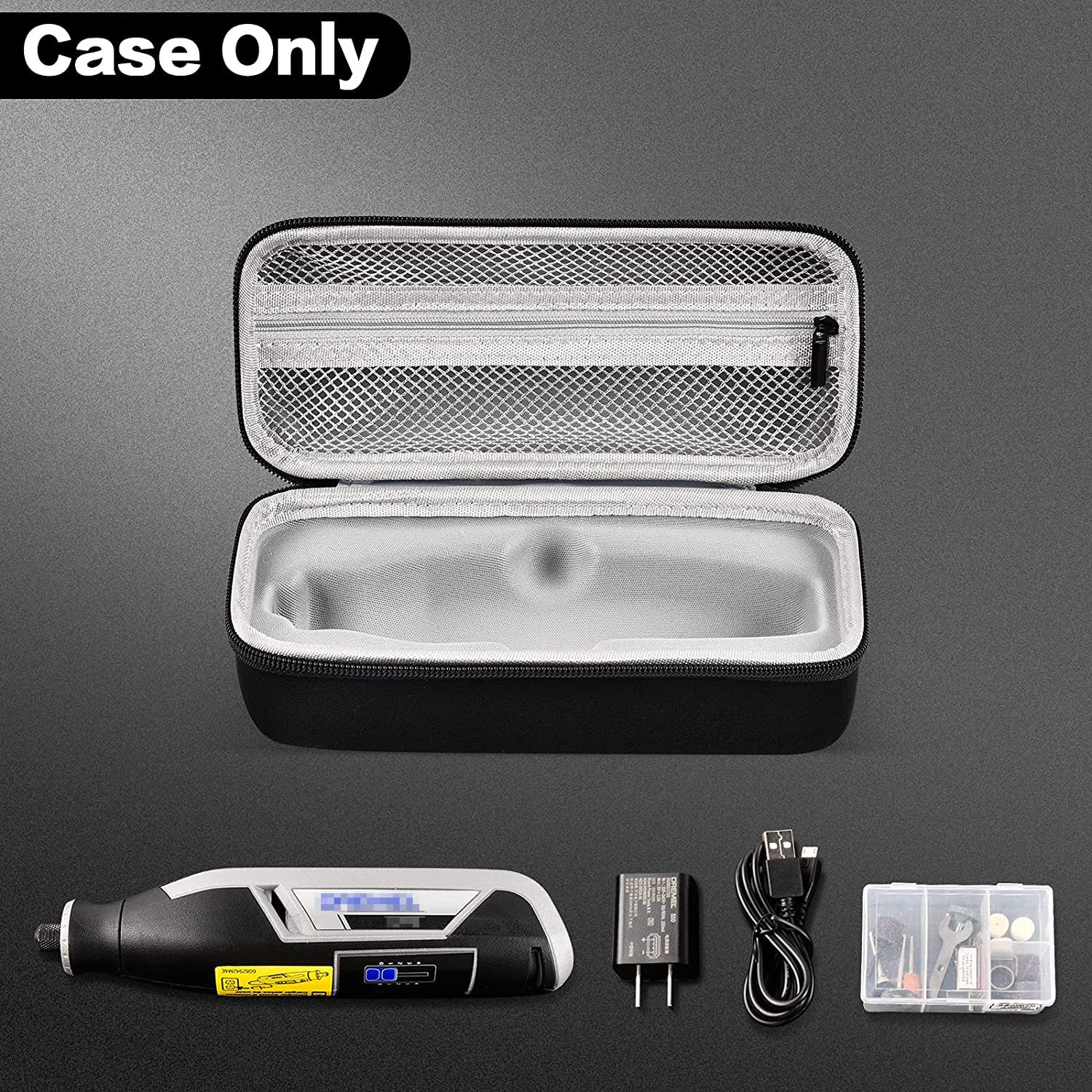 Case Compatible with Dremel Lite 7760 N/10 4V Li-Ion/ PawControl 7760-PET Dog Cordless Rotary Tool Multi-Purpose Kit, Zipper Mesh Pocket Storage Holder for USB Charging Accessory Changes (Bag Only)