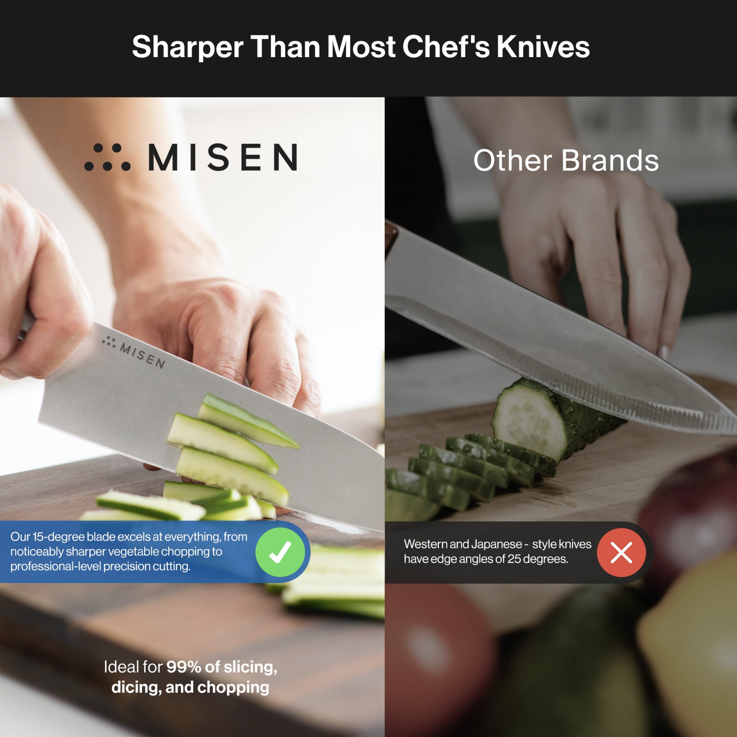 Misen Japanese Santoku Chef Knife - 7.5 Inch High Carbon Stainless Steel - Classic Japanese Knife Design for Cutting, Slicing, and Chopping - Razor Sharp Japanese Style Kitchen Knife, Blue