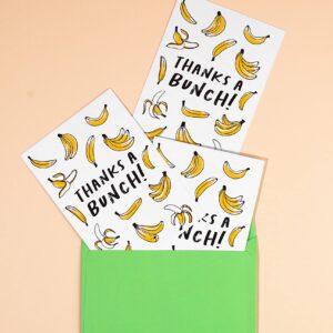 Huxters ‘Thanks a Bunch’ Humourous A6 Thank You Banana Pun Postcards (Pack of 10) - Appreciation Gift - Recyclable Paper with Envelope - Fun Greetings Card, FSC Certified and Sustainable…