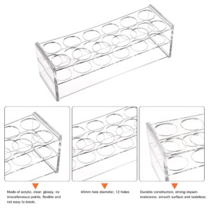 MECCANIXITY 12-Well Acrylic Test Tube Rack Holder Lab Stand 30mm Hole Diameter Clear for Lab Tube 50ml