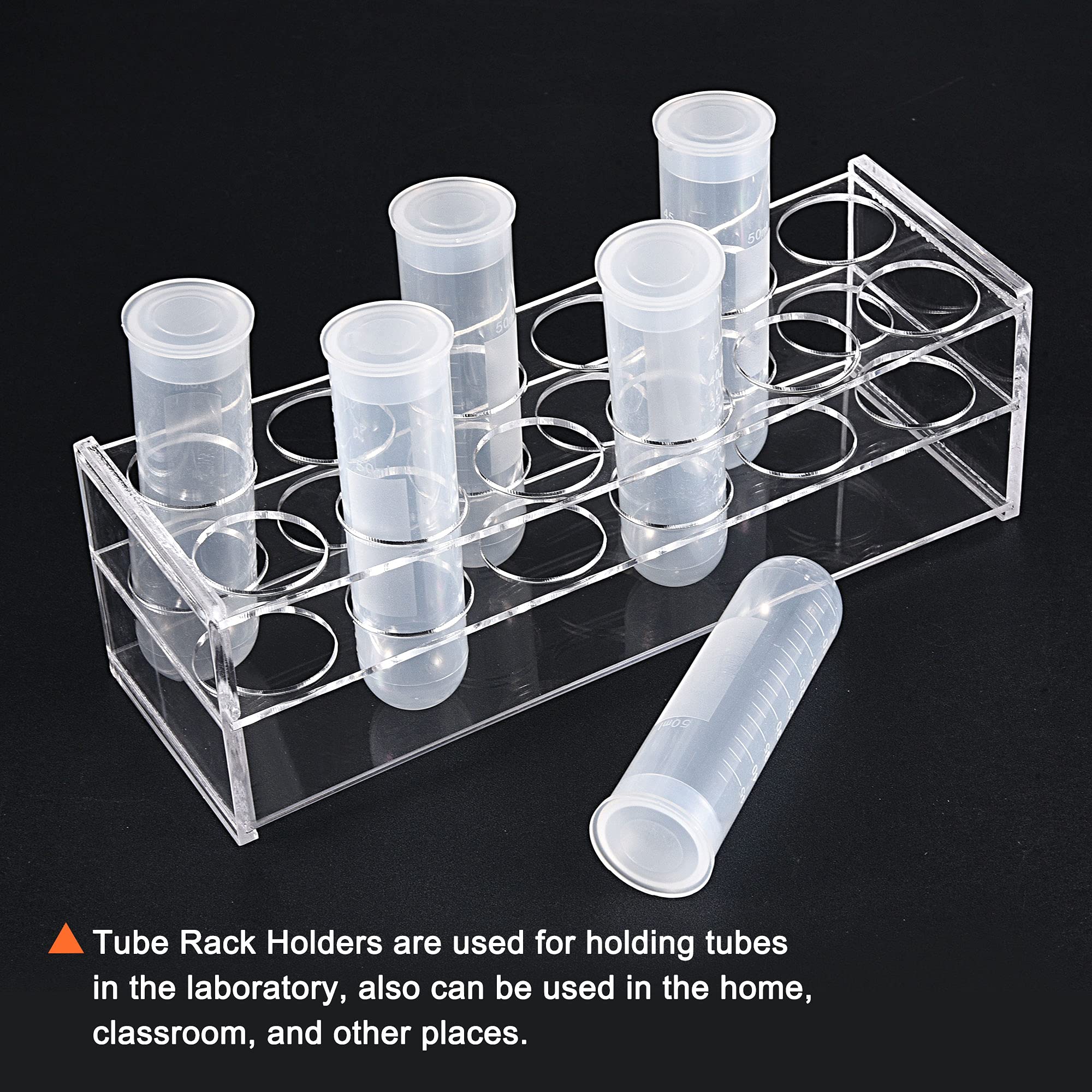 MECCANIXITY 12-Well Acrylic Test Tube Rack Holder Lab Stand 30mm Hole Diameter Clear for Lab Tube 50ml