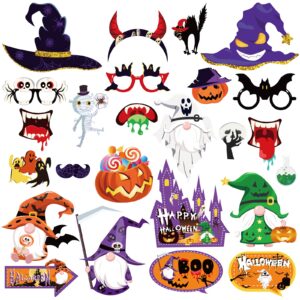 25 halloween photo booth props with sticks, halloween theme background decoration.