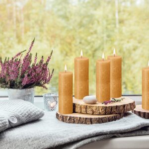 BOLSIUS 4 Pack Yellow Rustic Pillar Candles - 2.75 X 7.5 Inches - Premium European Quality - Includes Natural Plant-Based Wax - Unscented Dripless Smokeless 85 Hour Party Décor and Wedding Candles