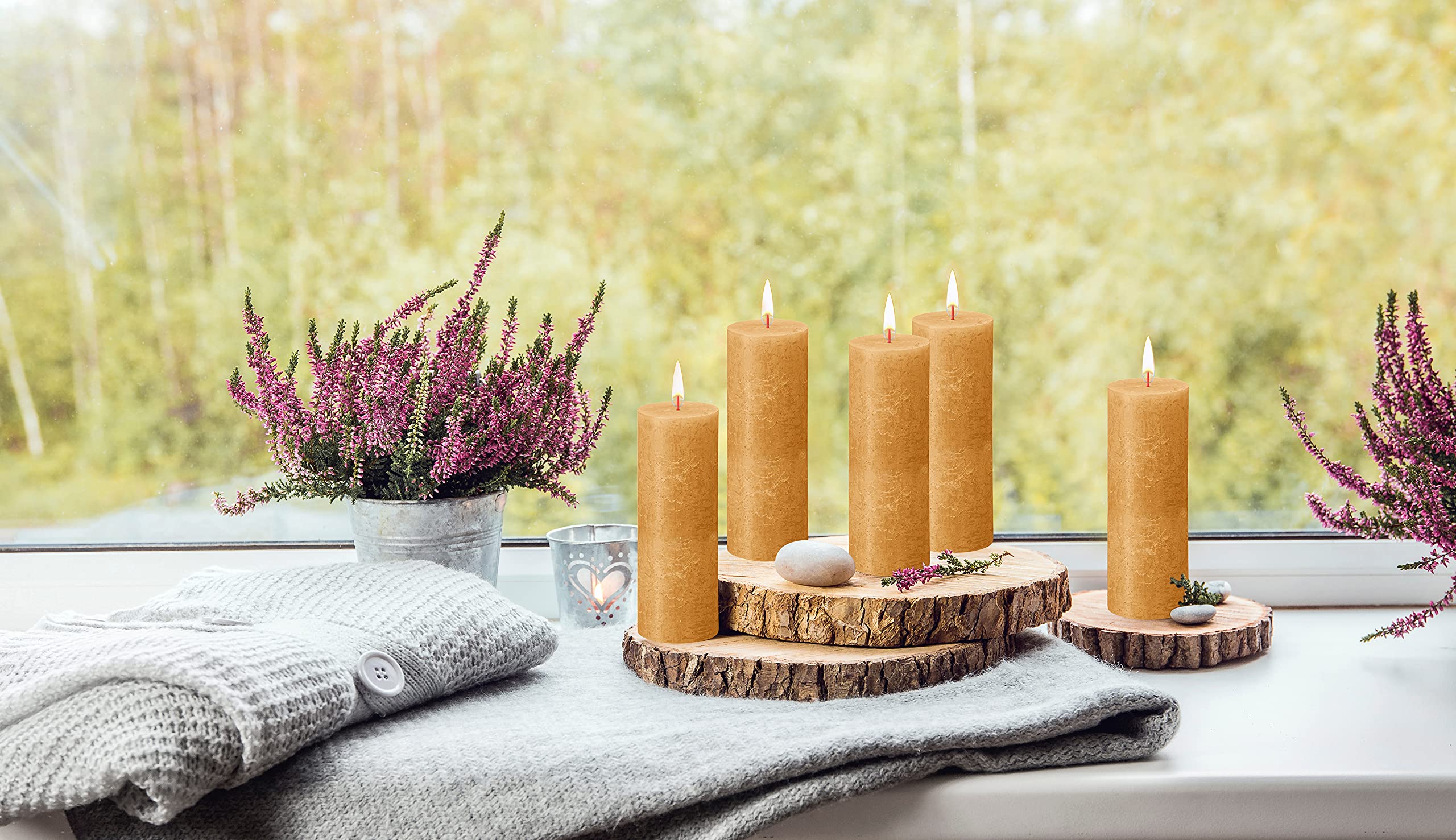 BOLSIUS 4 Pack Yellow Rustic Pillar Candles - 2.75 X 7.5 Inches - Premium European Quality - Includes Natural Plant-Based Wax - Unscented Dripless Smokeless 85 Hour Party Décor and Wedding Candles