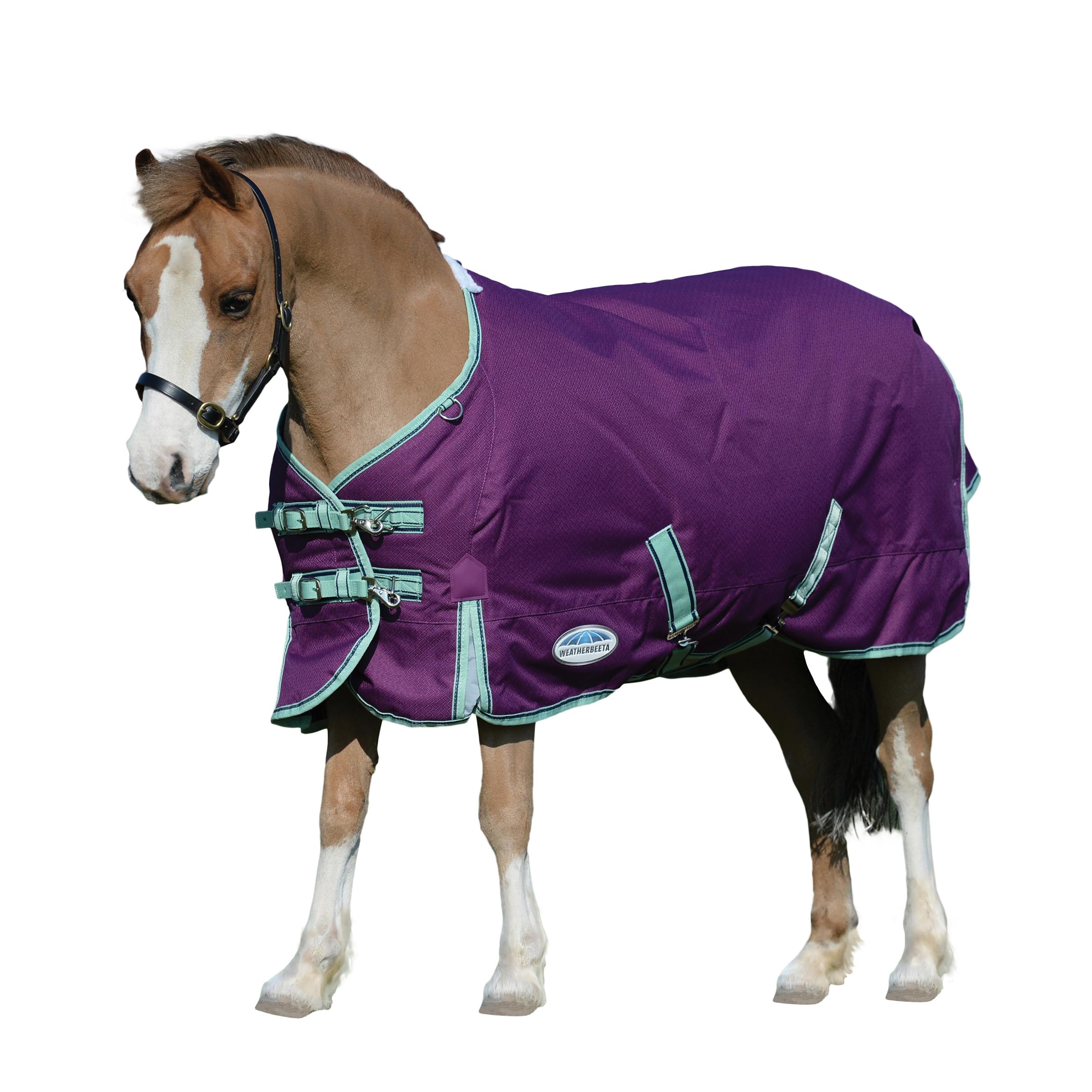 WeatherBeeta ComFiTec Premier Freedom Pony Standard Neck Lite Horse Blanket, Purple/Navy/Mint, 69"