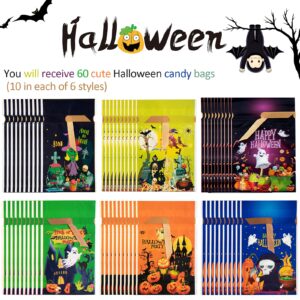 Halloween Treat Bags Halloween Goodie Bags for kids 60pcs Halloween Candy Bags for Trick or Treat Bags Bulk with Drawstring for Candy Goodie