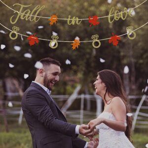 Fall in Love Banner Maple Leaves Glittery Garland for Fall Autumn Themed Wedding Engagement Bridal Shower Party Decorations