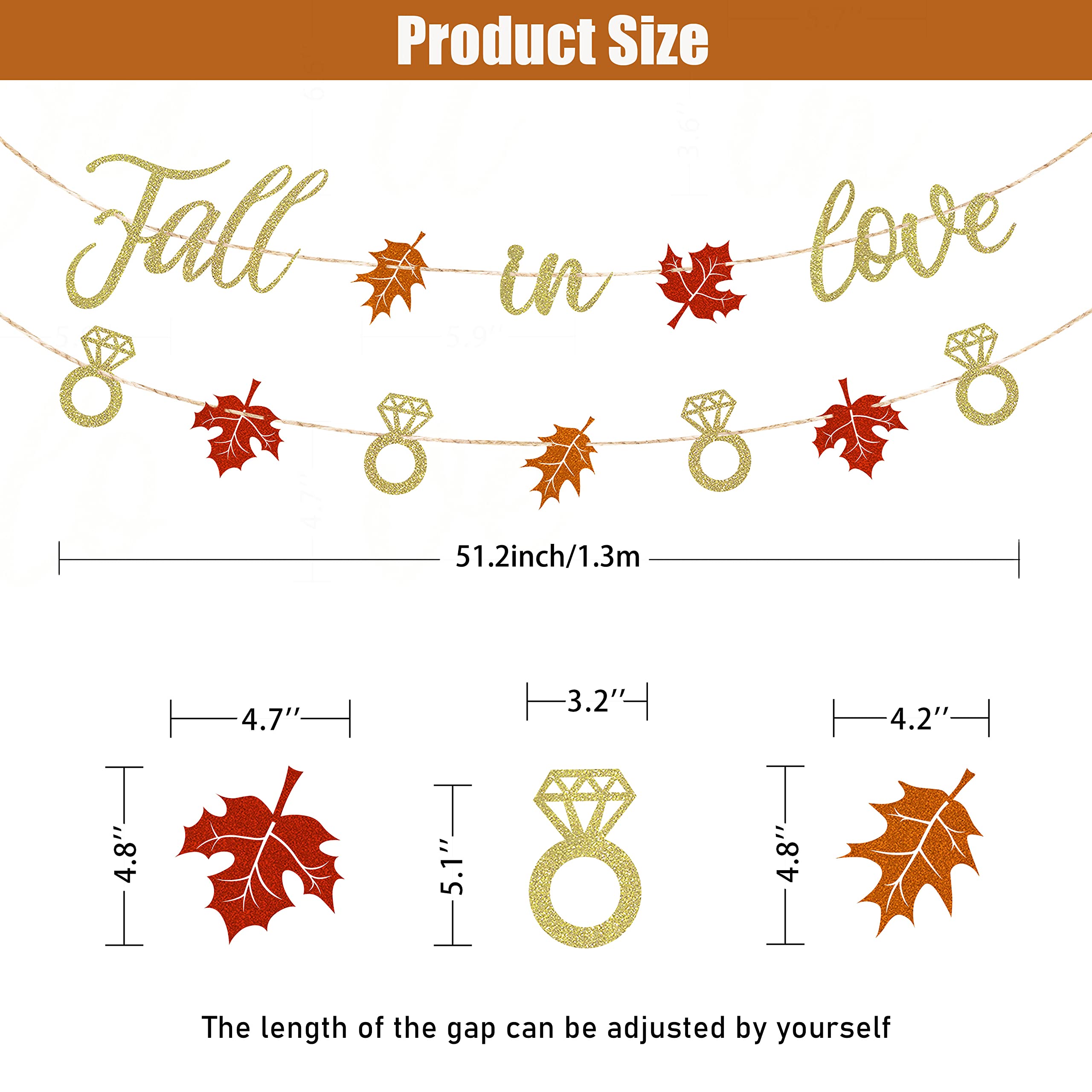 Fall in Love Banner Maple Leaves Glittery Garland for Fall Autumn Themed Wedding Engagement Bridal Shower Party Decorations